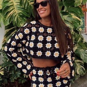 Black and Yellow Crochet Top